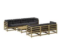 vidaXL Ensemble de 8 canapés de jardin avec coussins en pin imprégné