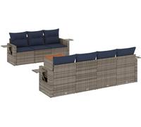 vidaXL Ensemble de 8 canapés de jardin avec coussins, gris, polyrattan