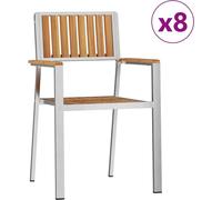 vidaXL Ensemble de 8 chaises de jardin en teck massif et acier inoxydable