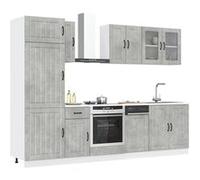 vidaXL Ensemble de 8 meubles de cuisine "Lucca" en bois d'ingénierie gris béton 3314805 Gris