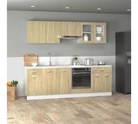 vidaXL Ensemble de 8 meubles de cuisine "Lyon" en chêne Sonoma 3307656 Marron