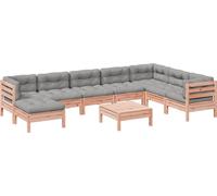 vidaXL Ensemble de 9 canapés de jardin avec coussins en bois massif de douglas