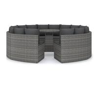 vidaXL Ensemble de 9 canapés de jardin avec coussins Poly Rattan Gris