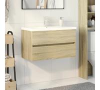 vidaXL Ensemble de Meubles de Bain 2pcs céramique et Bois d'ingénierie, Armoire de Salle de Bain, Meuble de Salle de Bain, Meuble de vestiaire
