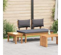 vidaXL Ensemble de table et banc de jardin – 2 pièces, teck massif, gris et marron