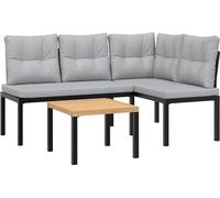 vidaXL Ensemble de bancs de jardin 3 pièces noir Acier revêtu par poudre