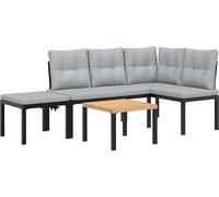 vidaXL Ensemble de bancs de jardin 4 pièces noir Acier revêtu par poudre