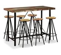 vidaXL Ensemble de bar 7 pcs Bois massif recyclé Brun G