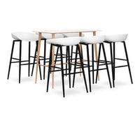 Ensemble de Bar 7 pcs Meubles de Pub Ensemble de Comptoir Table et Chaises de Bistrot Mobilier de Bar Maison Intérieur Restaurant Blanc