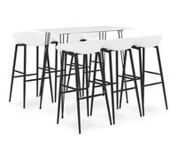 Ensemble de Bar 7 pcs Mobilier de Bistrot Meubles de Pub Ensemble de Comptoir Table et Chaises de Bar Restaurant Maison Intérieur Blanc