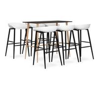 vidaXL Ensemble de Bar 7 pcs Table et Chaises de Bistro Ensemble de Comptoir Meubles de Pub Mobilier de Bar Maison Restaurant Intérieur Noir et Blanc Noir