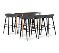 vidaXL Ensemble de Bar 7 pcs Table et Chaises de Bistro Meubles de Pub Ensemble de Comptoir Mobilier de Bar Maison Restaurant Intérieur Noir et Gris Noir