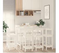 vidaXL Ensemble de Bar 9 pcs Ensemble de Meubles de Bistro Meubles de Salle à Manger Cuisine Mobilier de Pub Intérieur Blanc