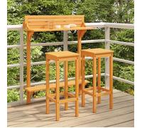 vidaXL Ensemble de 3 bars de balcon en bois massif d'acacia
