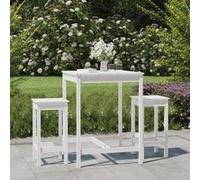vidaXL Ensemble bar de jardin 3 pièces blanc pin massif