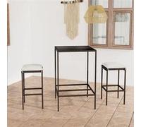 vidaXL Ensemble bar de jardin 3 pièces en poly rotin avec coussins – Brun