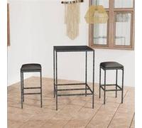vidaXL Ensemble bar de jardin 3 pièces avec coussins Poly rotin gris