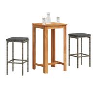 vidaXL Ensemble de bar de jardin 3 pcs - Gris