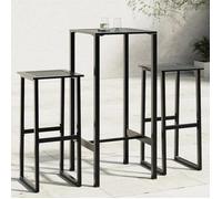 vidaXL Ensemble de bar de jardin 3 pièces Acier thermolaqué noir