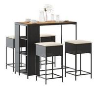 vidaXL Ensemble de bar de jardin 5 pcs avec coussins noir poly rotin, ensemble de bar, ensemble de bar de patio, ensemble de 3261497 Noir