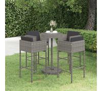 vidaXL Ensemble de bar de jardin 5 pcs avec coussins - Résine tressée Gris