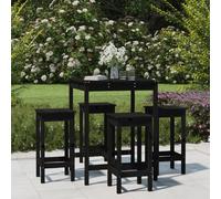 vidaXL Ensemble bar de jardin 5 pièces noir pin massif