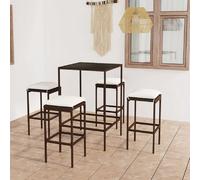 vidaXL Ensemble de bar de jardin 5 pcs Résine tressée Marron