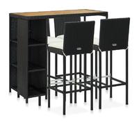 vidaXL Ensemble bar de jardin 5 pièces avec coussins Poly rotin noir
