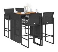 vidaXL Ensemble bar de jardin 5 pièces sans coussins noir Poly rotin acacia