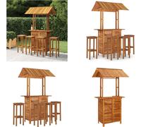 vidaXL Ensemble de bar de jardin 5 pièces en bois d'acacia massif - Ensemble de bar de jardin - Ensembles de bar de jardin - Table et chaise de jardin - Ensemble de salle à manger d'extérieur
