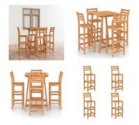 vidaXL Ensemble de bar de jardin 5 pièces en bois massif d'acacia - Ensemble de bar - Ensembles de bar - Table et tabourets de bar - Table de bar