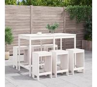 vidaXL Ensemble bar de jardin 7 pièces blanc pin massif