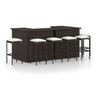 Vidaxl Ensemble De Bar De Jardin 8 Pcs Coussins Résine Tressée Marron