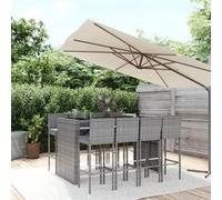 vidaXL Ensemble de bar de jardin 9 pcs avec coussins gris poly rotin, ensemble de table de bar, table et chaise de bar, 3187630 Gris G