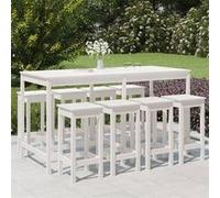 vidaXL Ensemble de bar de jardin 9 pièces – Bois de pin massif blanc