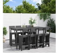 vidaXL Ensemble bar de jardin 9 pièces gris pin massif