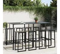 vidaXL Ensemble de bar de jardin 3283754 9 pièces noir acier revêtu par poudre