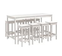 vidaXL Ensemble de bar de jardin 9 pièces – Bois de pin massif blanc