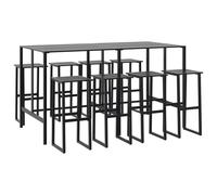 vidaXL Ensemble de bar de jardin 9 pièces Noir Acier revêtu par poudre