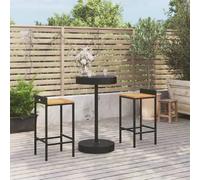 vidaXL Ensemble de bar jardin 3 pcs Poly rotin noir