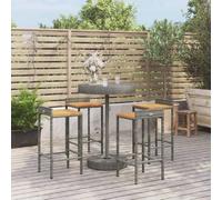 VidaXL Ensemble de bar jardin 5 pcs - Gris poly rotin bois massif