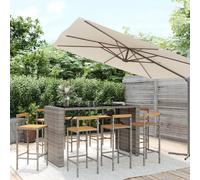 vidaXL Ensemble de bar jardin 9 pcs gris poly rotin