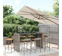 vidaXL Ensemble de bar jardin 9 pcs - Gris rotin/acacia
