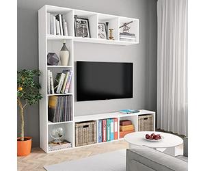 vidaXL Ensemble de Bibliothèque/Meuble TV 3 pcs, Armoire de Télévision avec Compartiment, Étagère à Livres Salon Intérieur, Moderne, Blanc