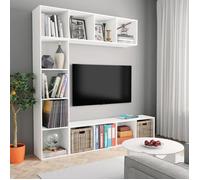 vidaXL Ensemble de Bibliothèque/Meuble TV 3 pcs, Armoire de Télévision avec Compartiment, Étagère à Livres Salon Intérieur, Moderne, Blanc