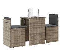 vidaXL Ensemble bistro 3 pièces – Résine tressée avec coussins – Beige