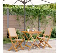 vidaXL Ensemble Bistro 3 pièces Beige Tissu et bois massif