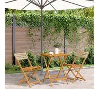 vidaXL Ensemble Bistro 3 pièces Beige Poly rotin et bois massif