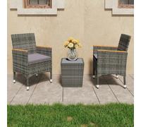 vidaXL Ensemble de bistro 3 pcs - Gris