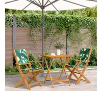 vidaXL Ensemble Bistro 3 pièces motif feuilles tissu et bois massif